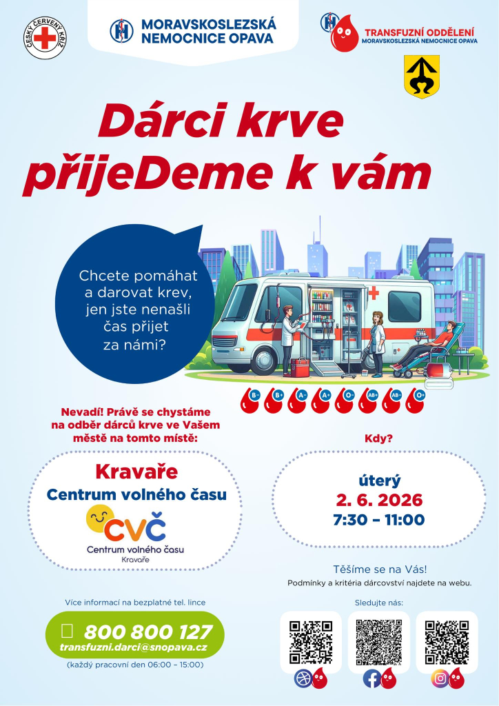 Darování krve v CVČ Kravaře