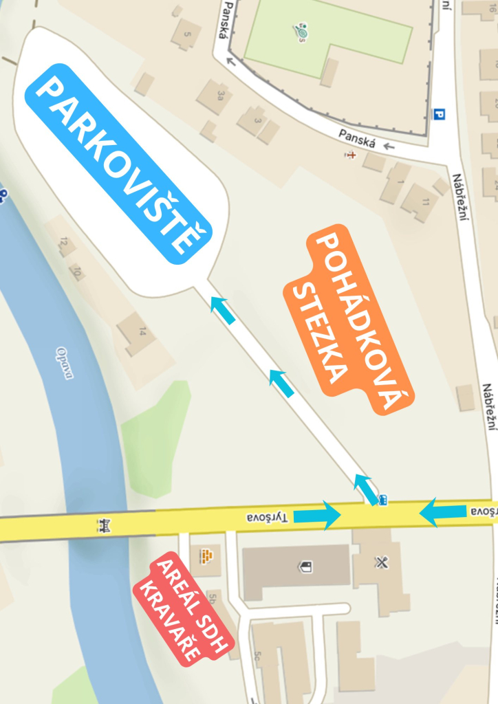 Parkování na akci Stavění máje s Pohádkovou stezkou