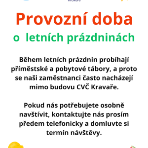 Provozní doba o letních prázdninách