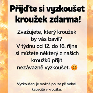 Přijďte si vyzkoušet kroužek zdarma